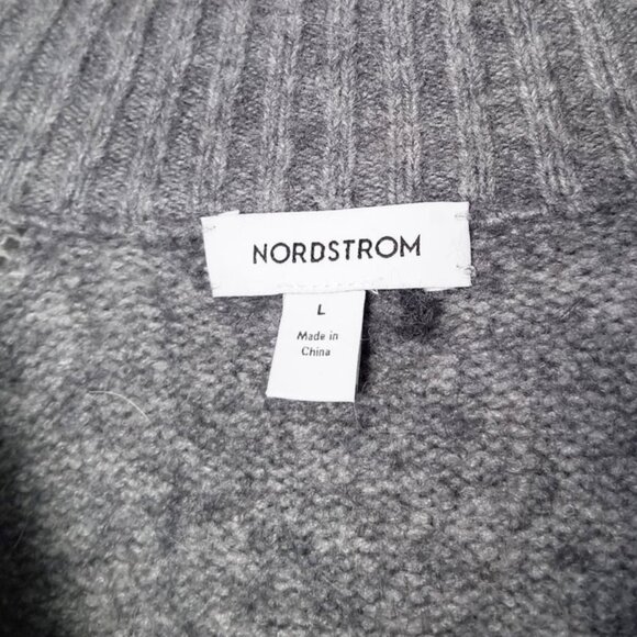 Nordstrom Women's L Balloon Sleeve Sweater Baby Alpaca Wool Blend Gray Soft $129 - Picture 12 of 16